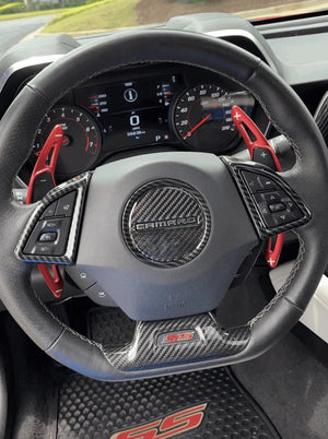 16-24 Camaro Carbon Fiber Lower Steering Wheel Emblem Trim Cover