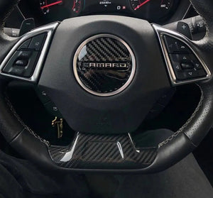 16-24 Camaro Carbon Fiber Lower Steering Wheel Emblem Trim Cover